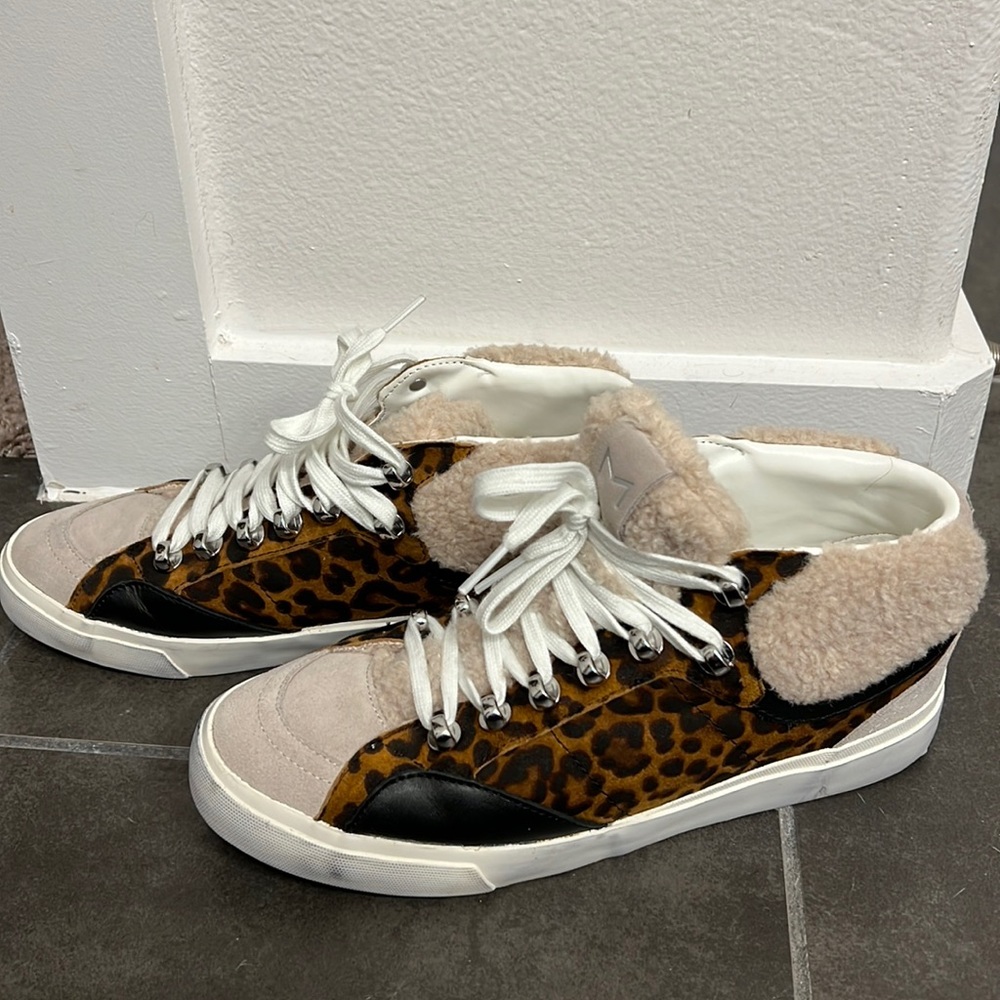 Marc Fisher leopard/ shearling sneaker 8